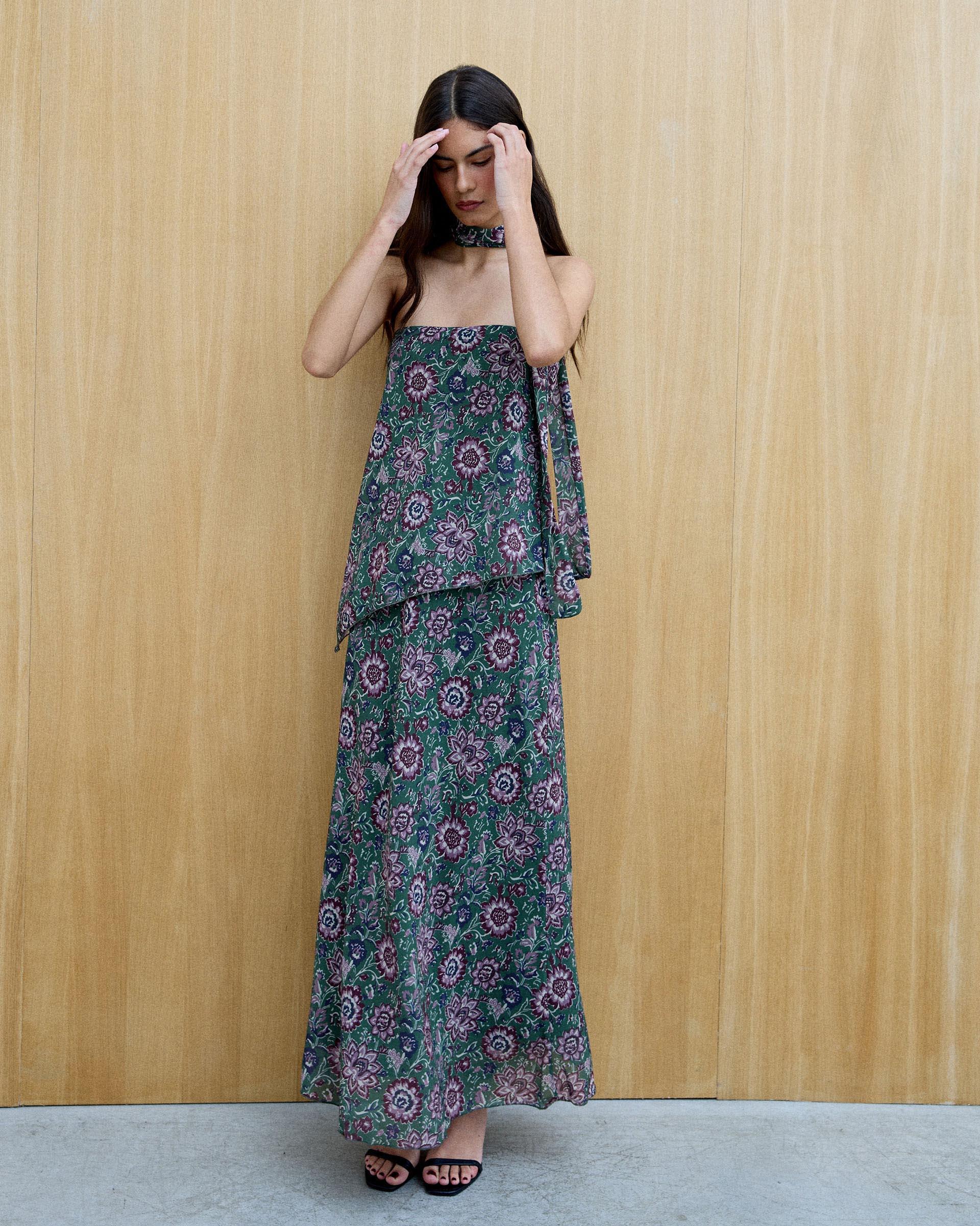 VESTIDO CORTE DIAGONAL ESTAMPADO