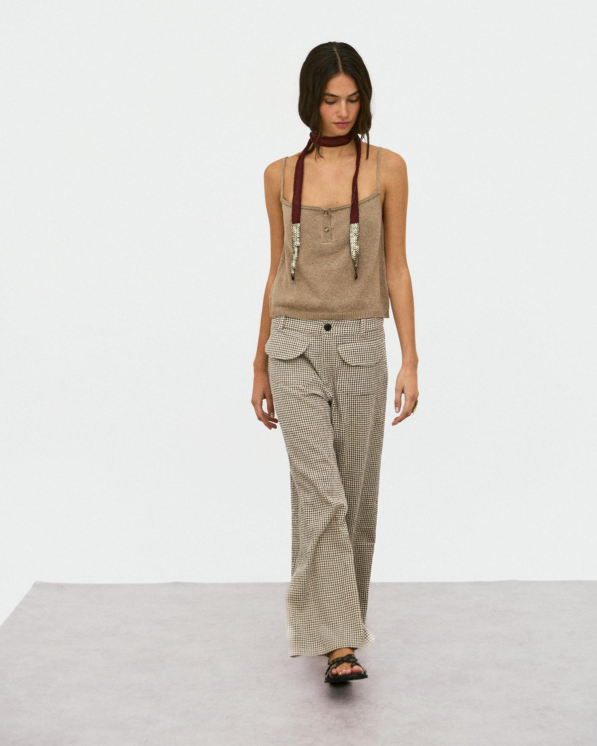 PANTALÓN CUADROS BOLSILLOS SEERSUCKER