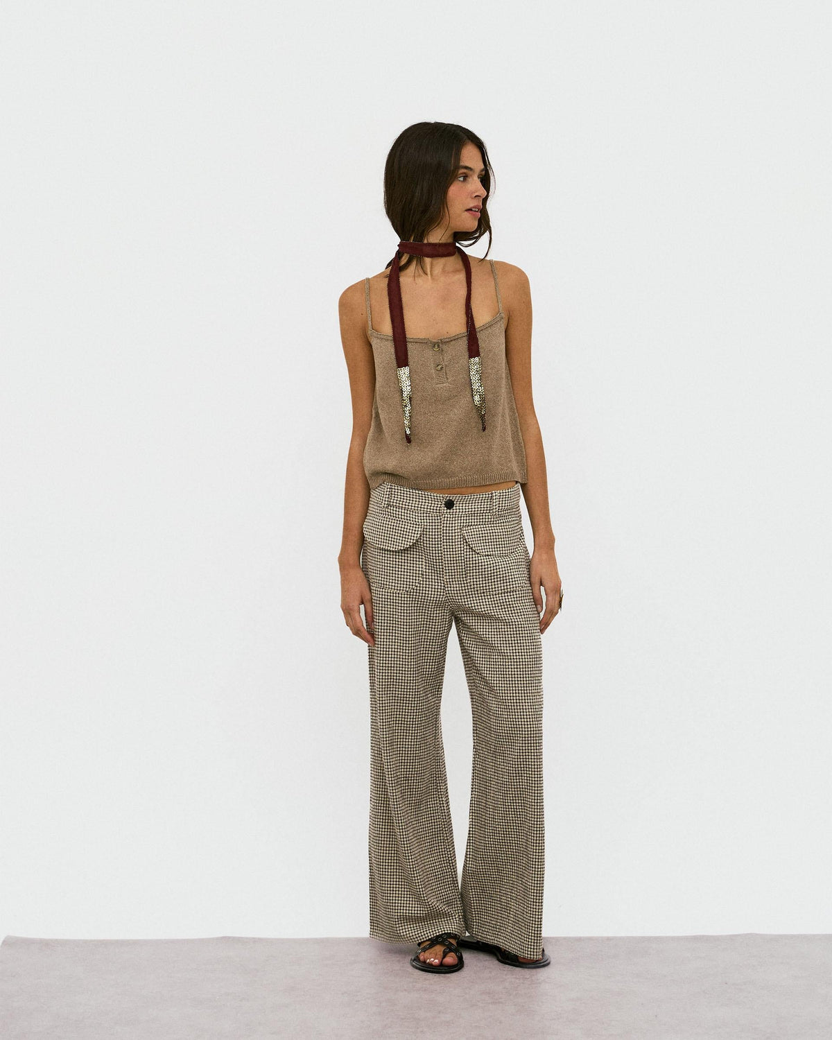 PANTALÓN CUADROS BOLSILLOS SEERSUCKER