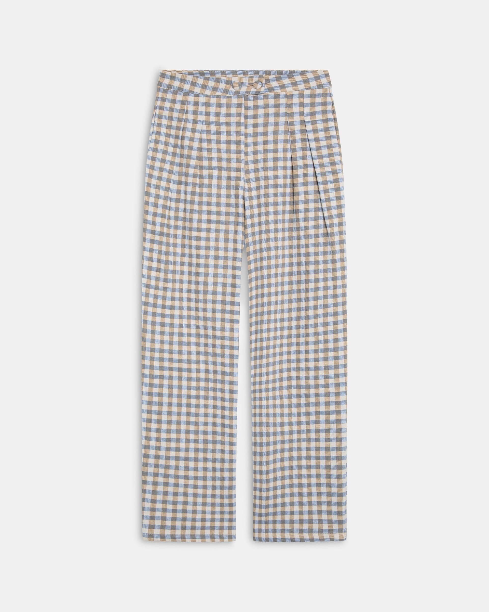 PANTALON WIDE LEG PINZAS CUADROS VICHY