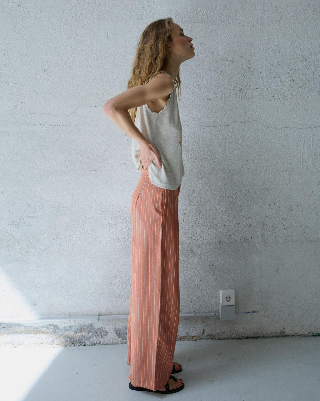 PANTALON WIDE LEG PINZAS RAYAS