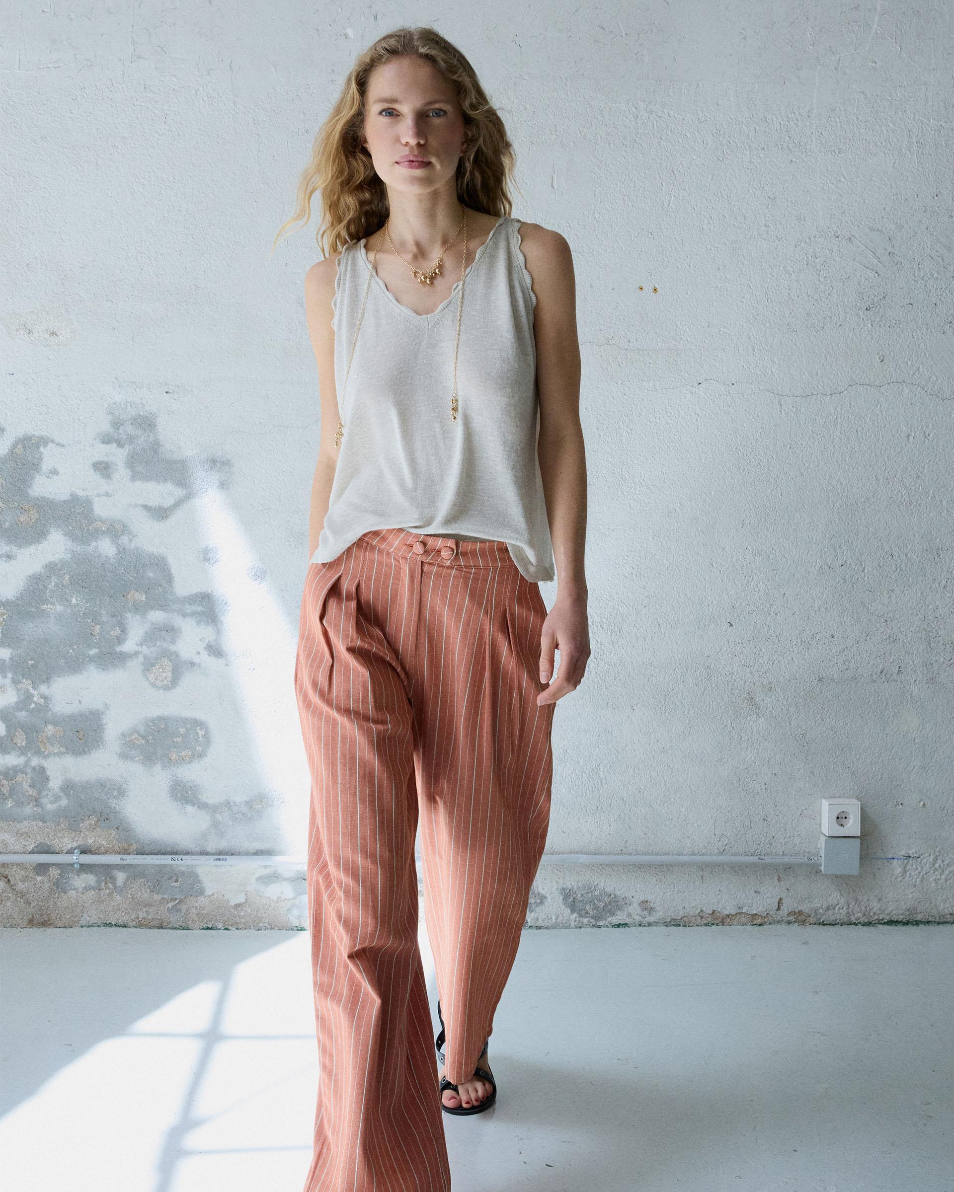 PANTALON WIDE LEG PINZAS RAYAS