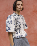 TOP NIDO DE ABEJA MANGA ABULLONADA ESTAMPADO