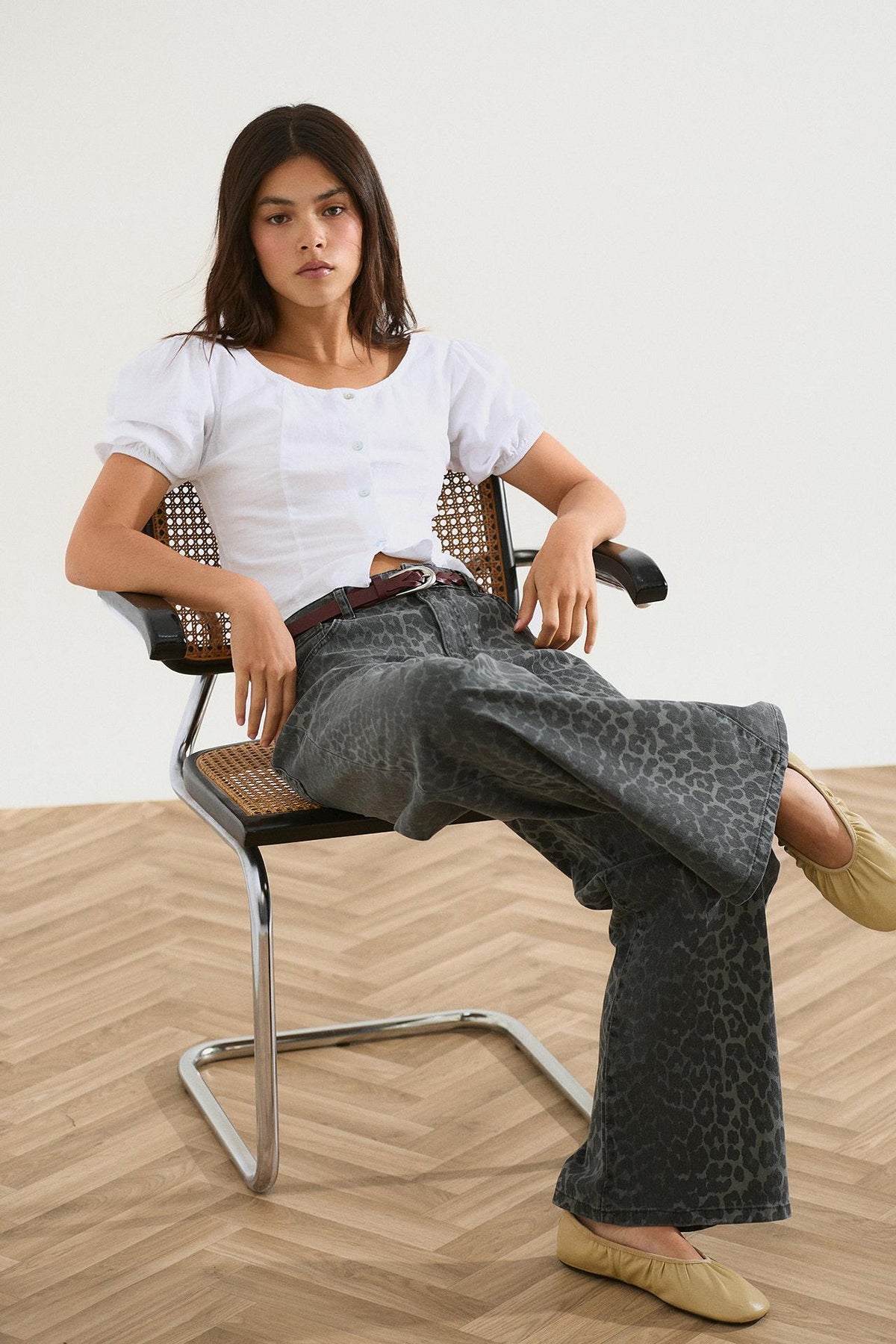 JEANS WIDE LEG ANIMAL PRINT