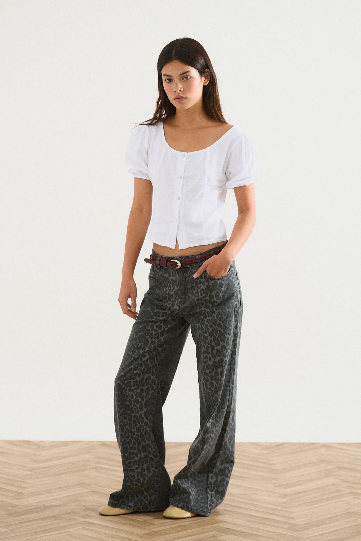 JEANS WIDE LEG ANIMAL PRINT