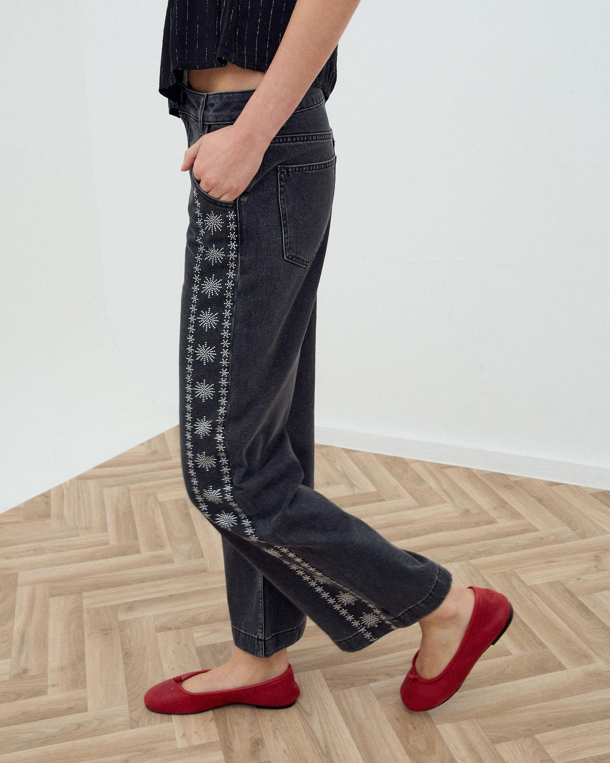 JEANS BRILLOS LATERALES