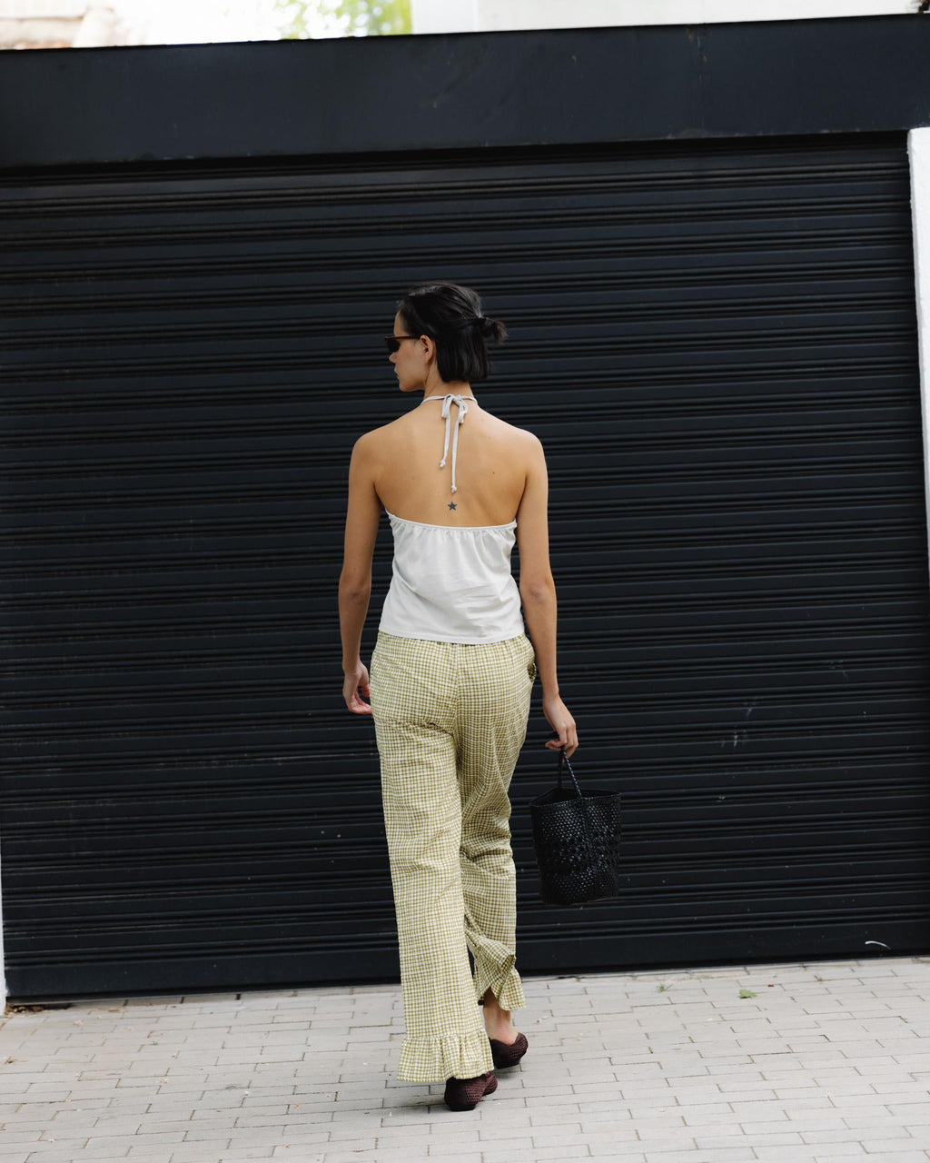 PANTALON CUADROS VOLANTE BAJO