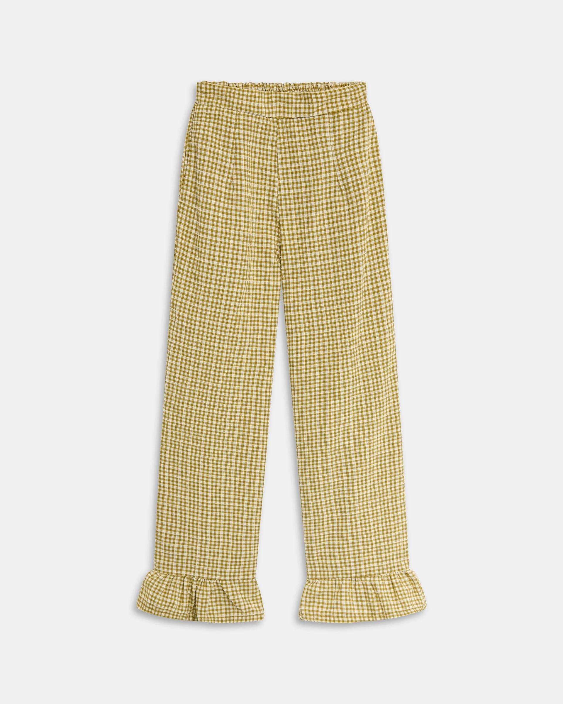PANTALON CUADROS VOLANTE BAJO