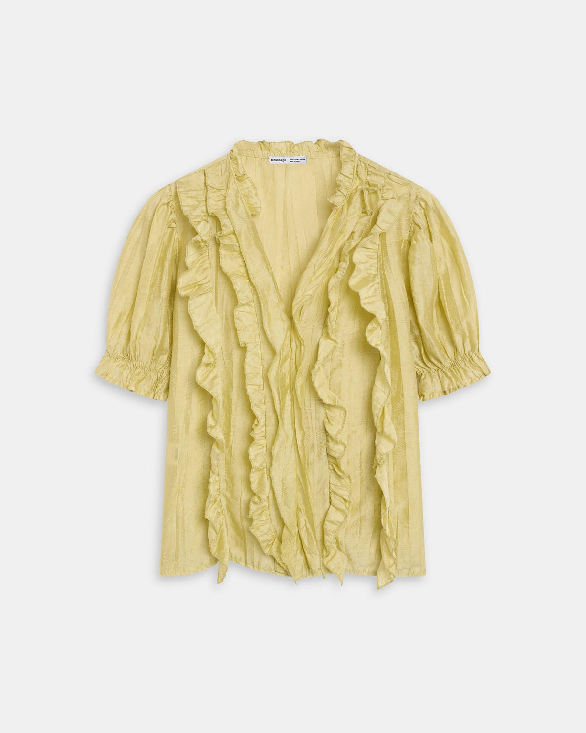 BLUSA MANGA CORTA VOLANTES ESCOTE V
