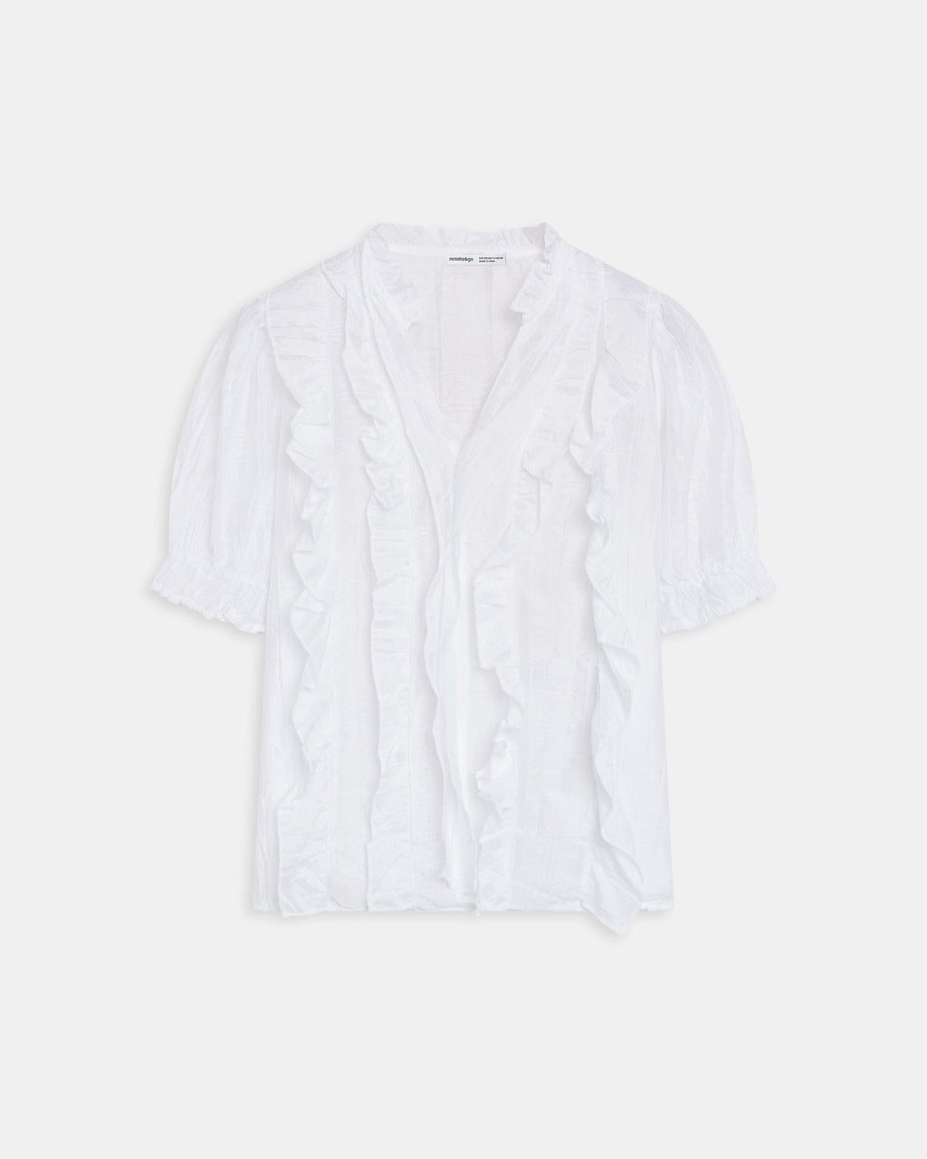 BLUSA MANGA CORTA VOLANTES ESCOTE V
