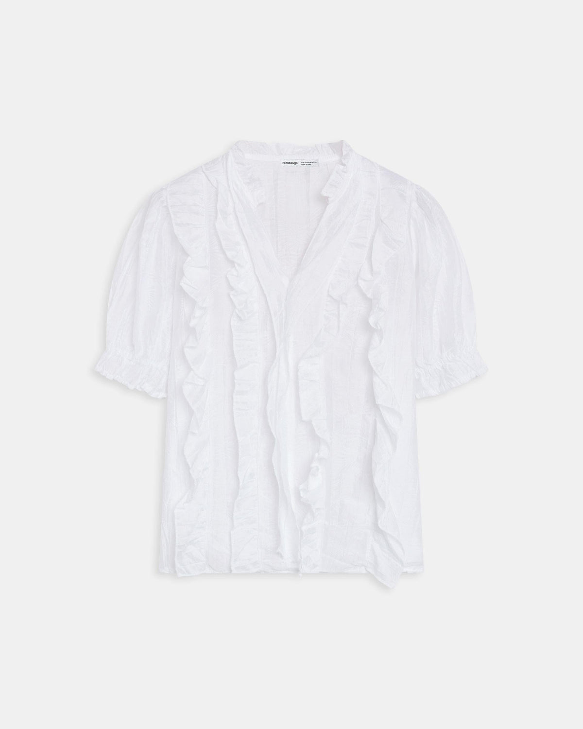 BLUSA MANGA CORTA VOLANTES ESCOTE V