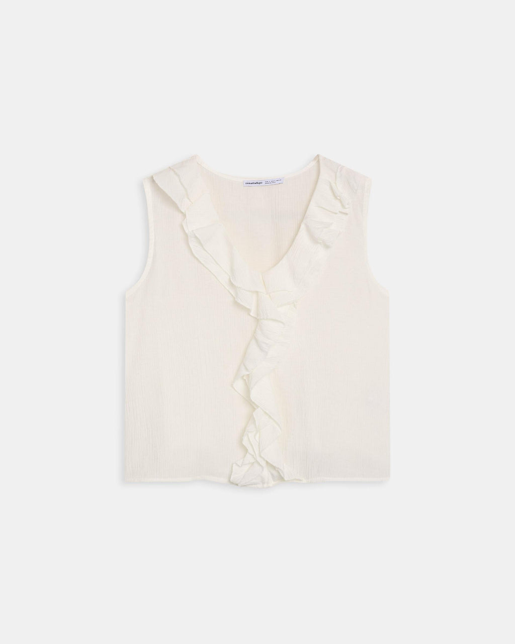 BLUSA SIN MANGAS VOLANTES ESCOTE V