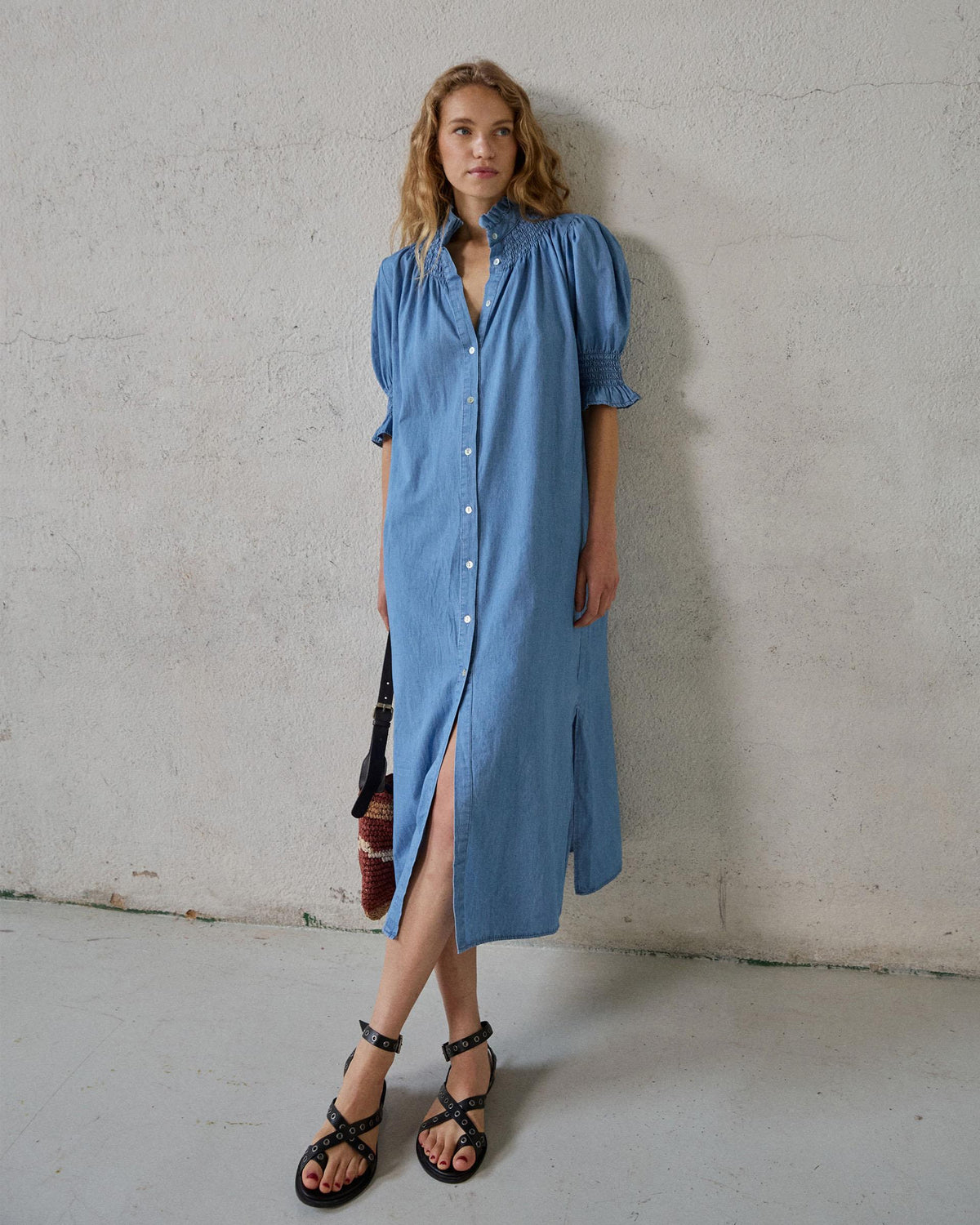 VESTIDO MANGA CORTA TIPO DENIM
