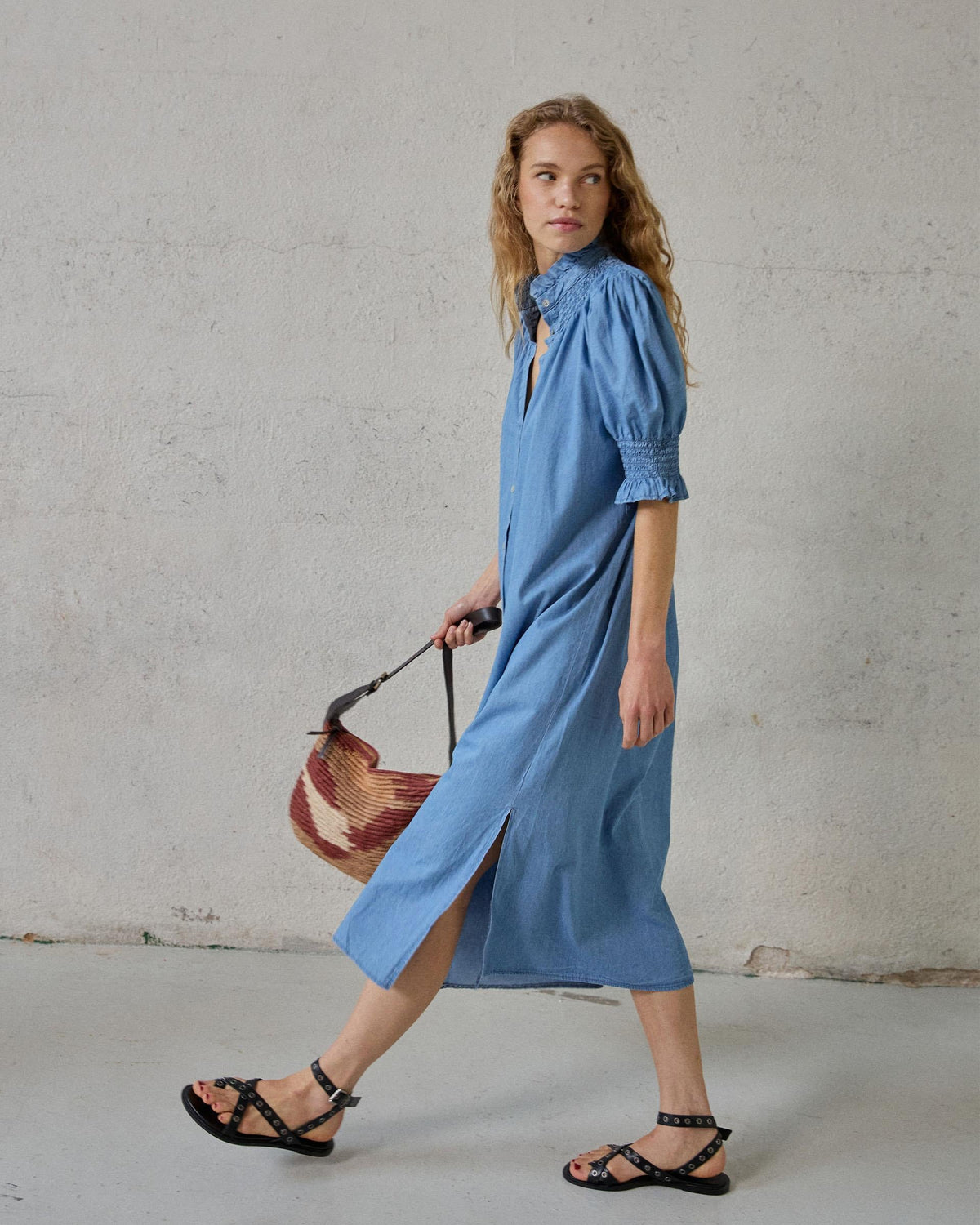 VESTIDO MANGA CORTA TIPO DENIM
