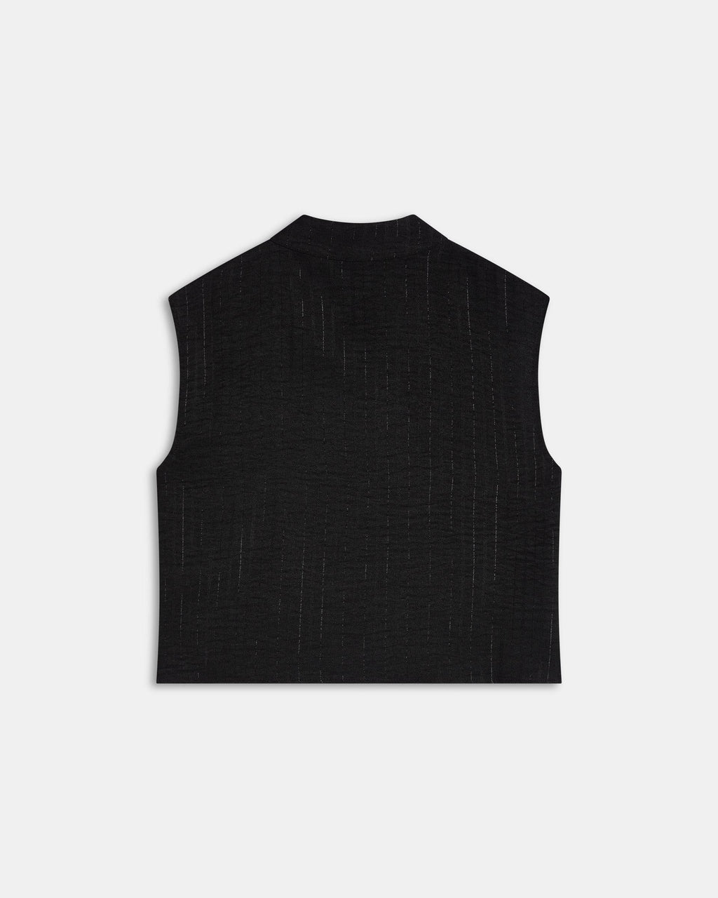 BLUSA SIN MANGAS BOTONES LATERALES RAYAS LUREX