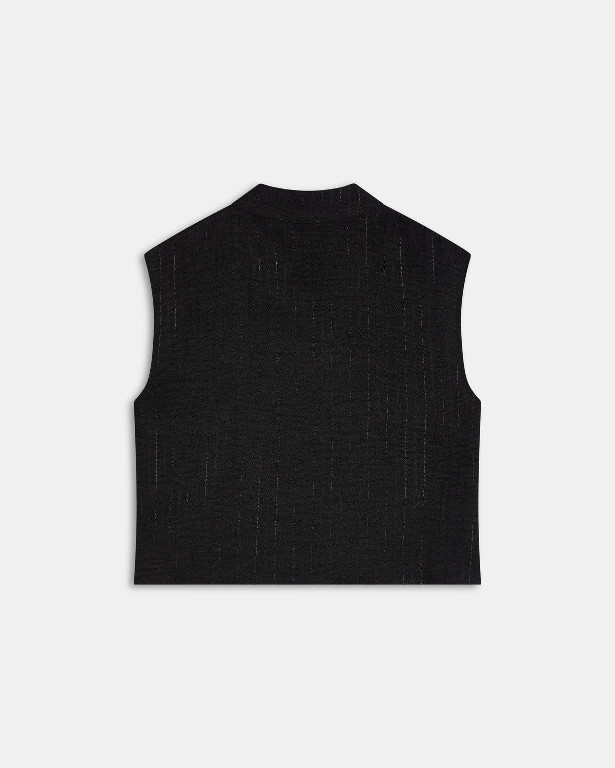 BLUSA SIN MANGAS BOTONES LATERALES RAYAS LUREX