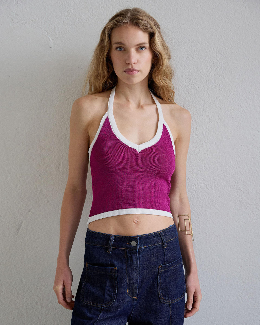 TOP PUNTO HALTER CONTRASTE