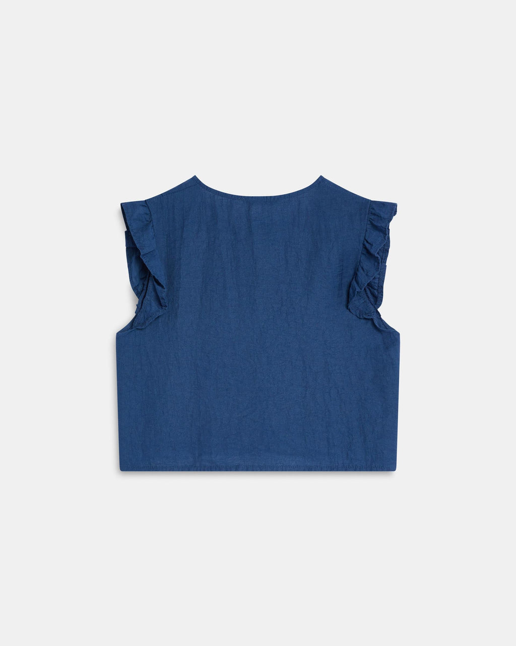 BLUSA SIN MANGAS VOLANTES BOTONES