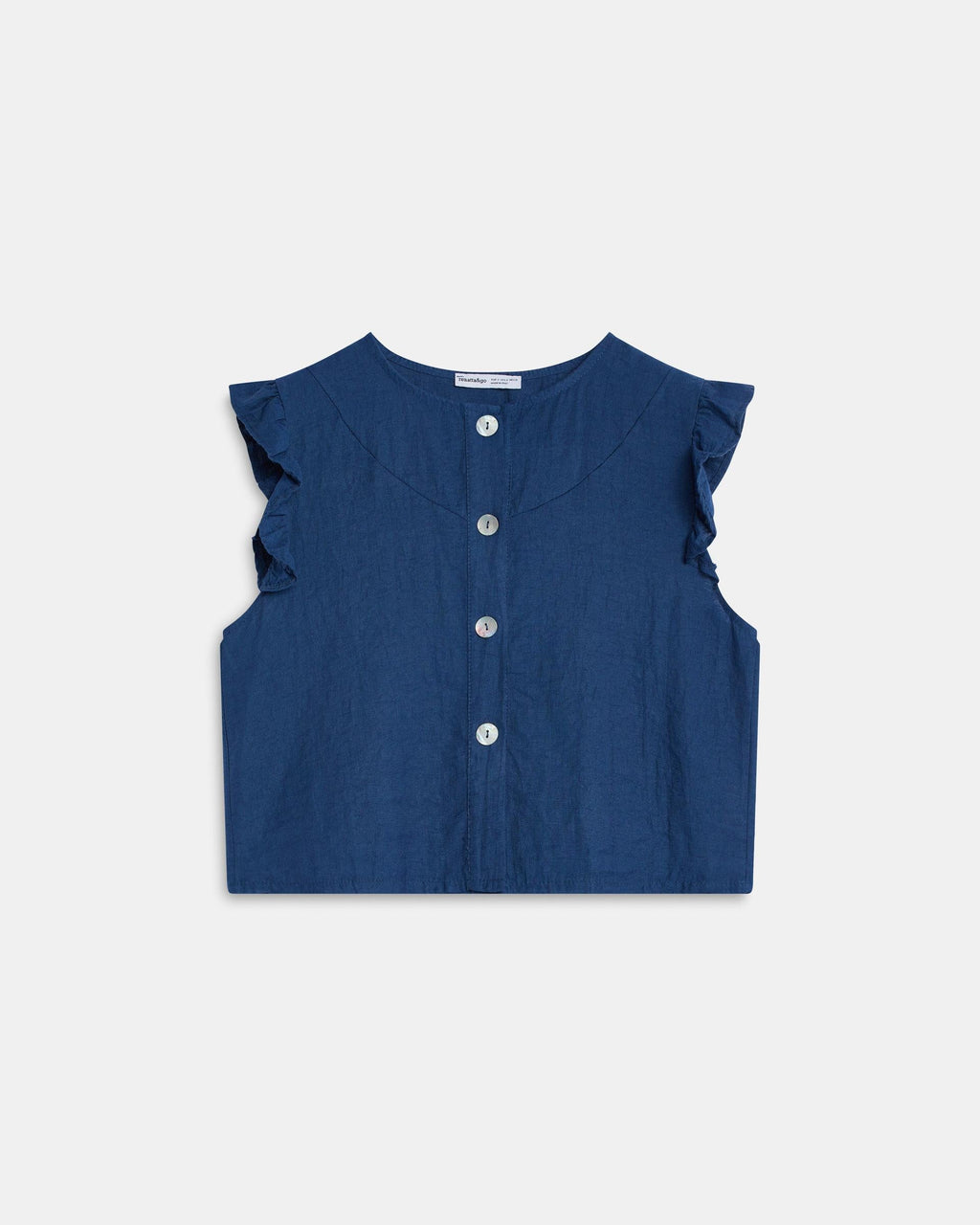BLUSA SIN MANGAS VOLANTES BOTONES