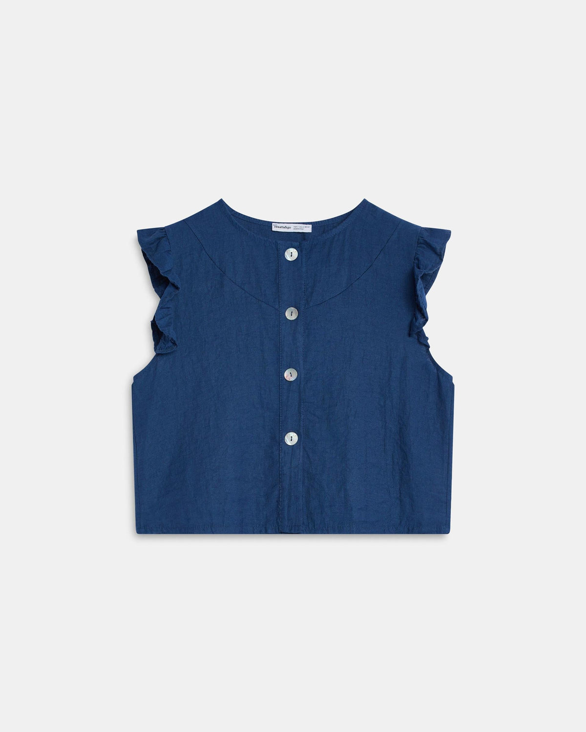 BLUSA SIN MANGAS VOLANTES BOTONES