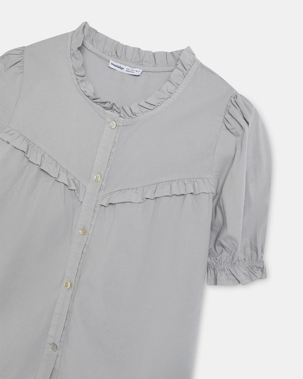 BLUSA MANGA ABULLONADA CANESU EN V VOLANTES
