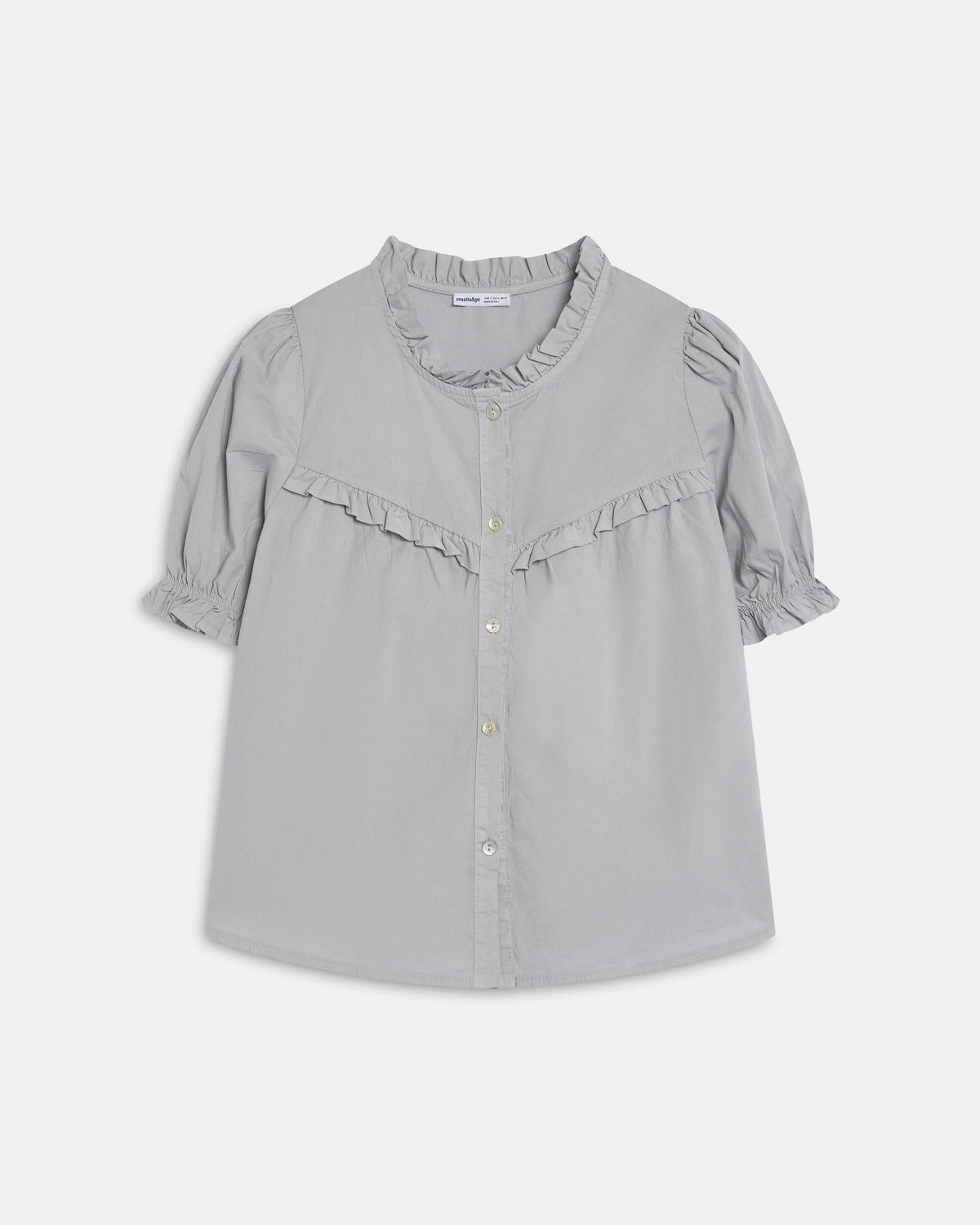 BLUSA MANGA ABULLONADA CANESU EN V VOLANTES