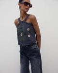 TOP HALTER CANVAS BORDADOS