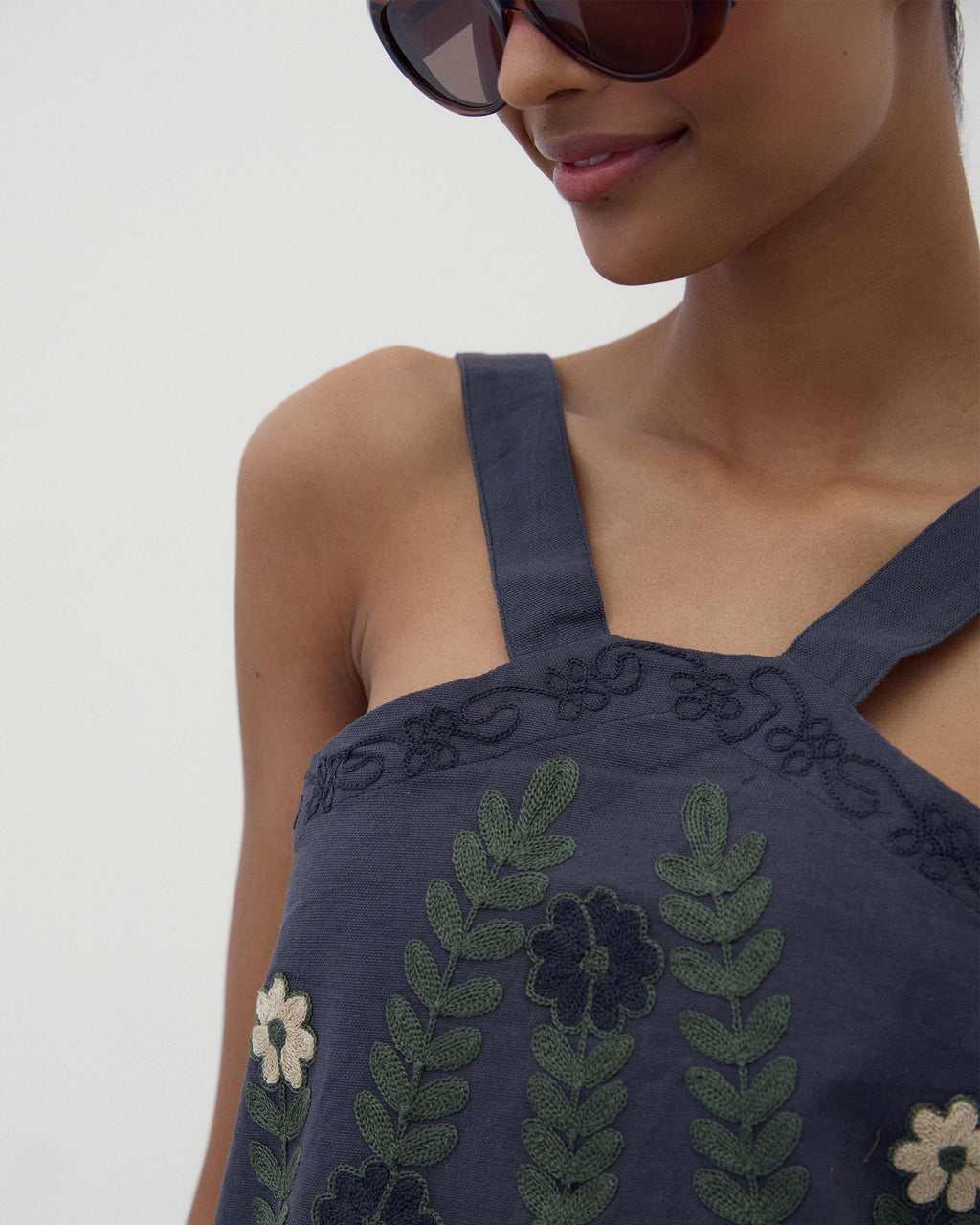TOP HALTER CANVAS BORDADOS