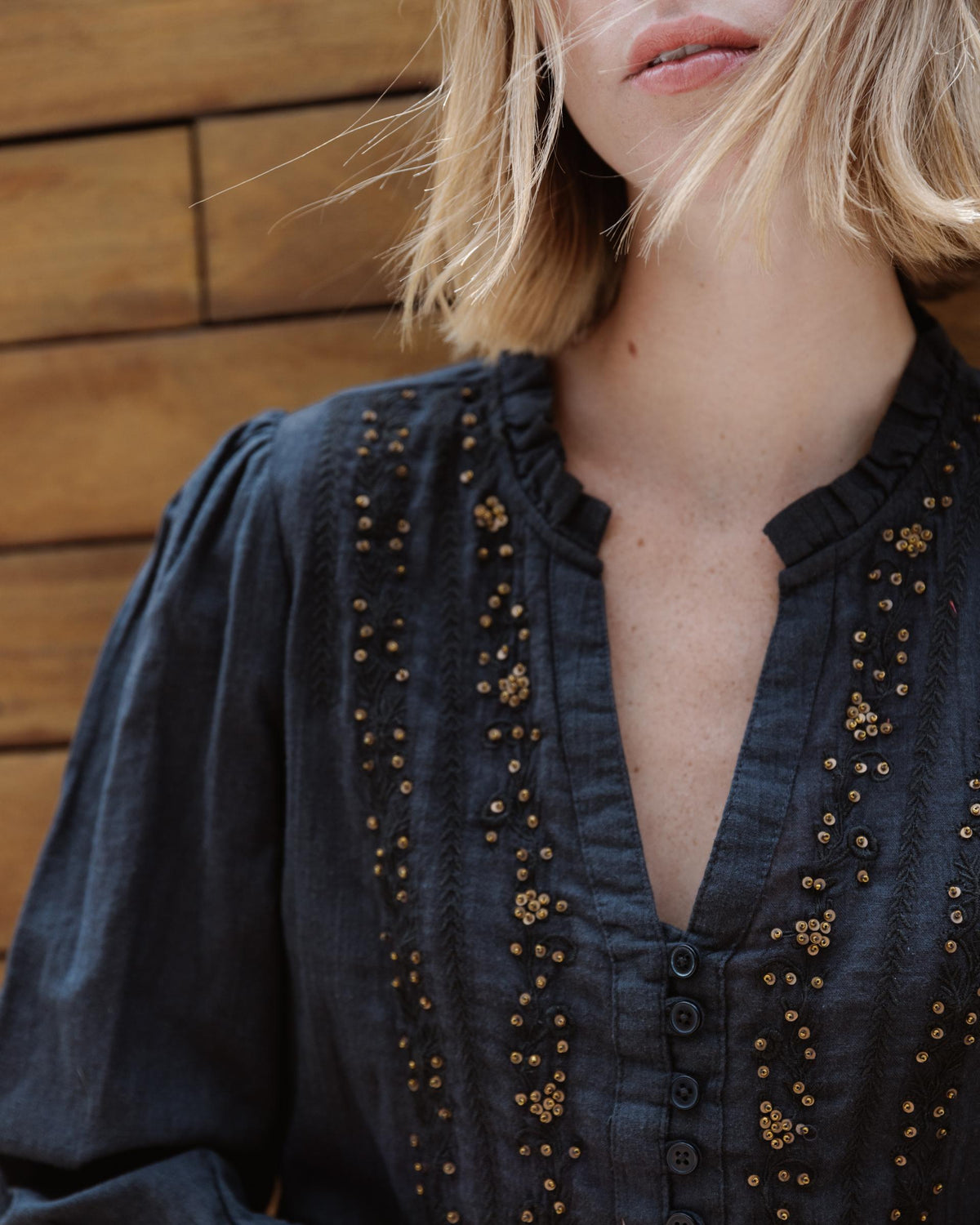 BLUSA MANGA FRANCESA LENTEJUELAS