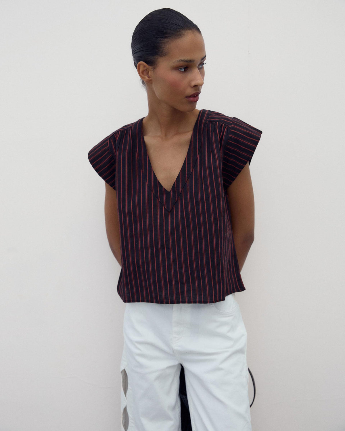 BLUSA MANGA CORTA ESTAMPADO RAYAS