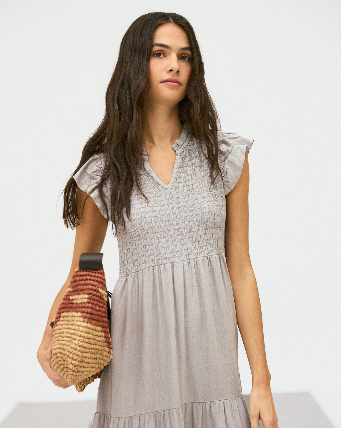 VESTIDO LARGO LINO NIDO DE ABEJA