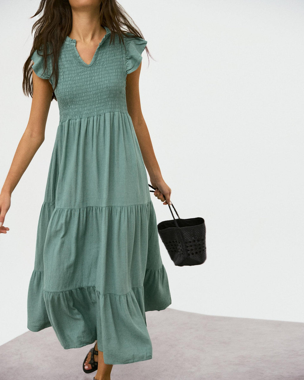 VESTIDO LARGO LINO NIDO DE ABEJA