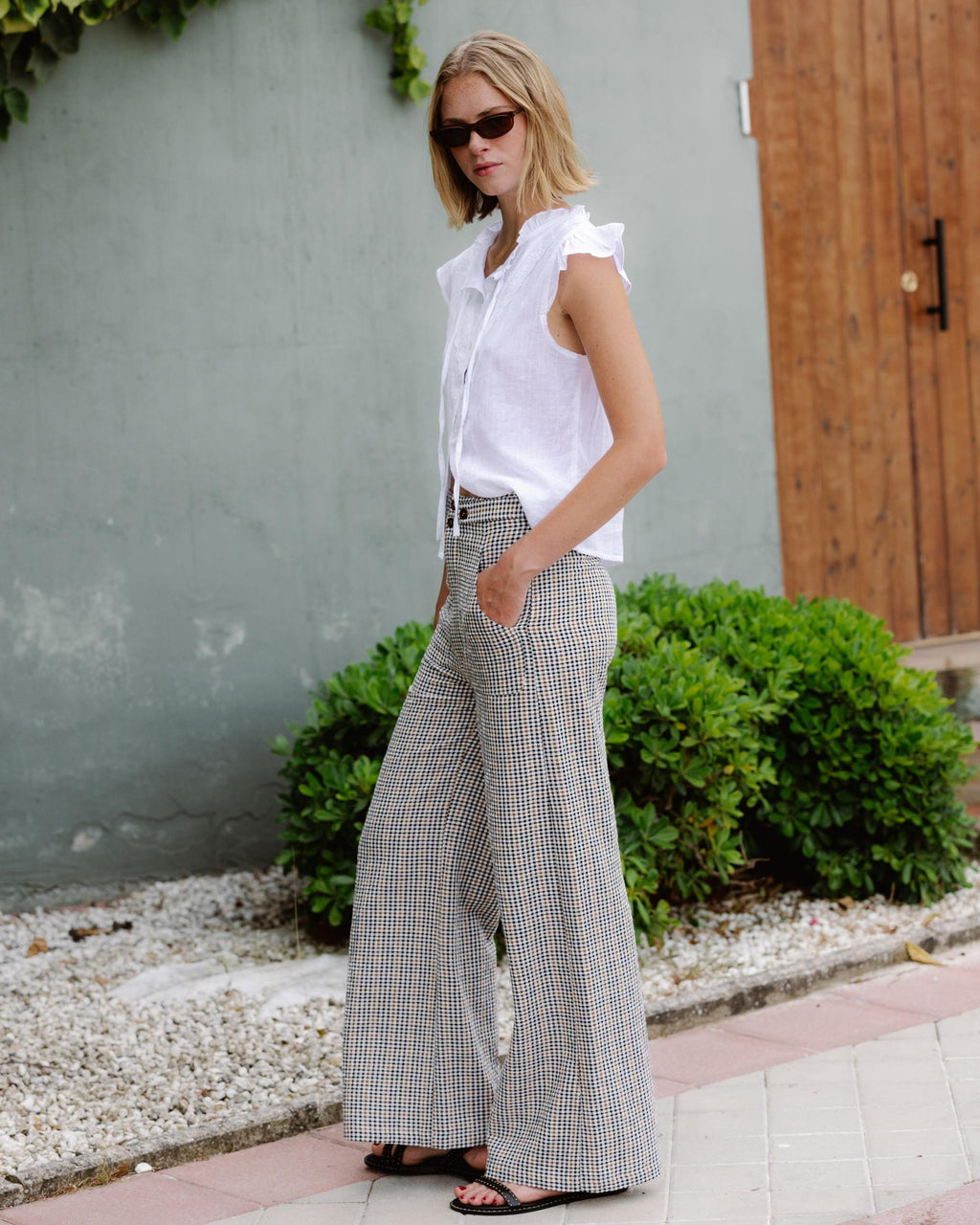 PANTALÓN CINTURILLA BOTONES CUADROS