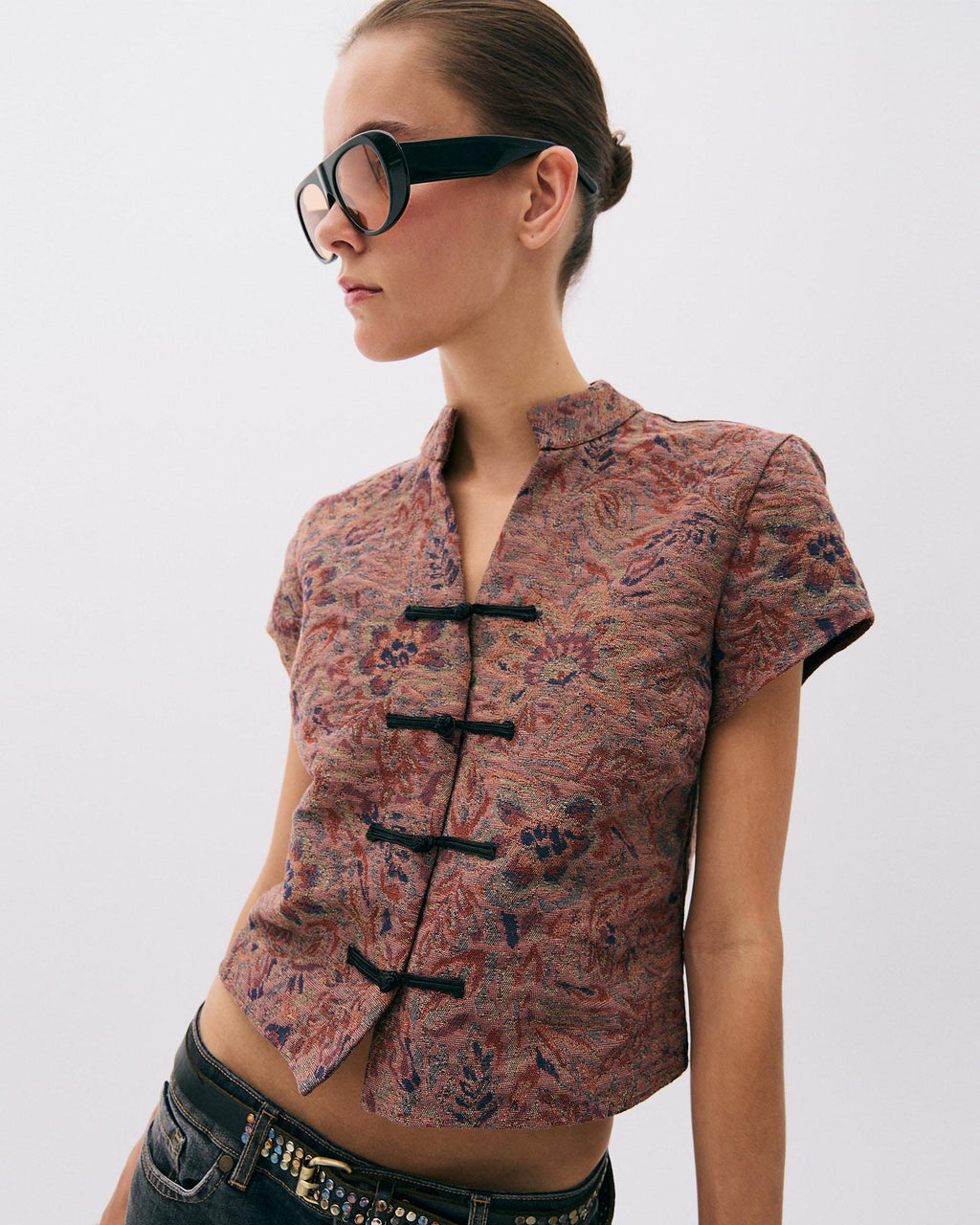 TOP JACQUARD ESTAMPADO FLORAL