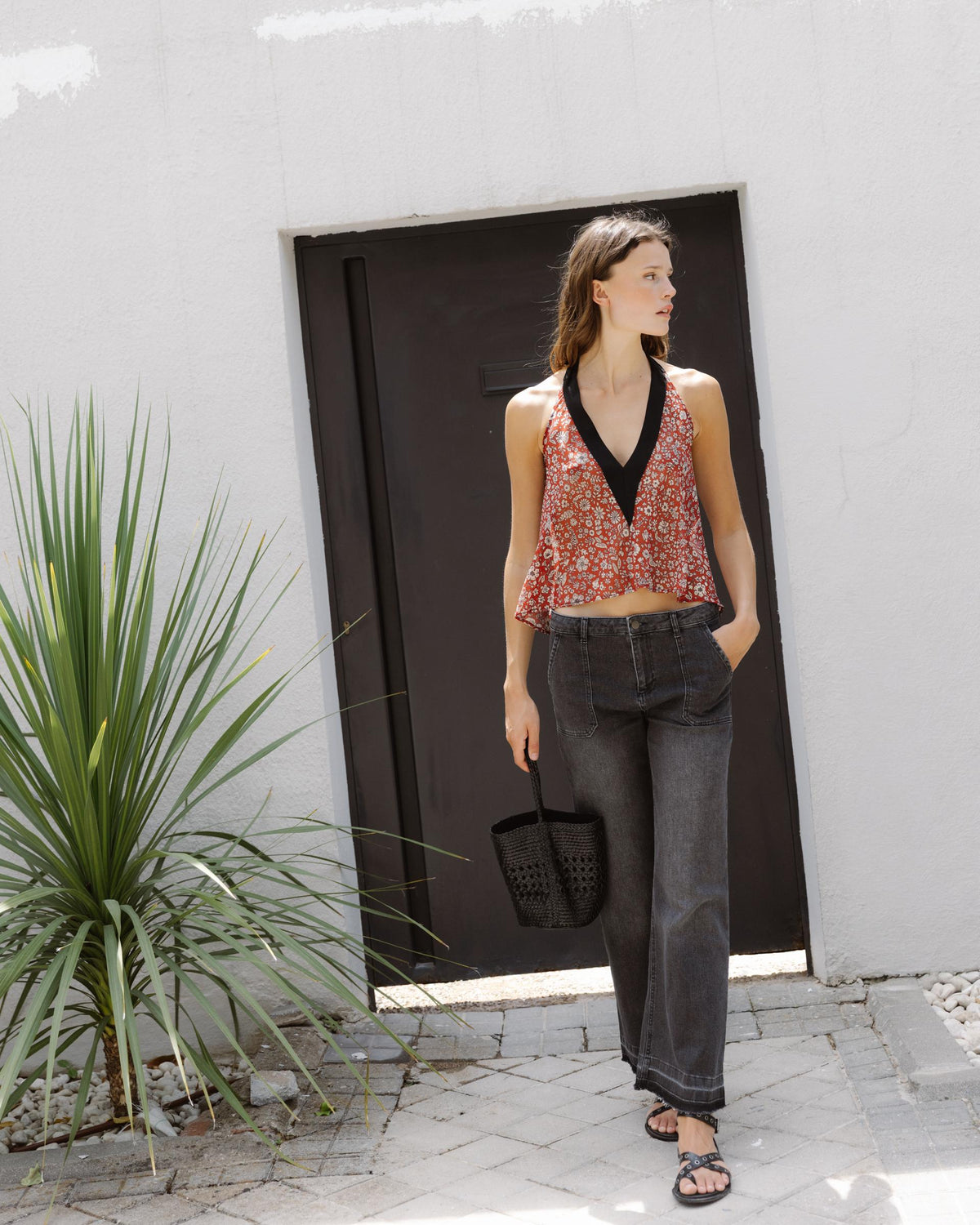 TOP HALTER CONTRASTE FLORES