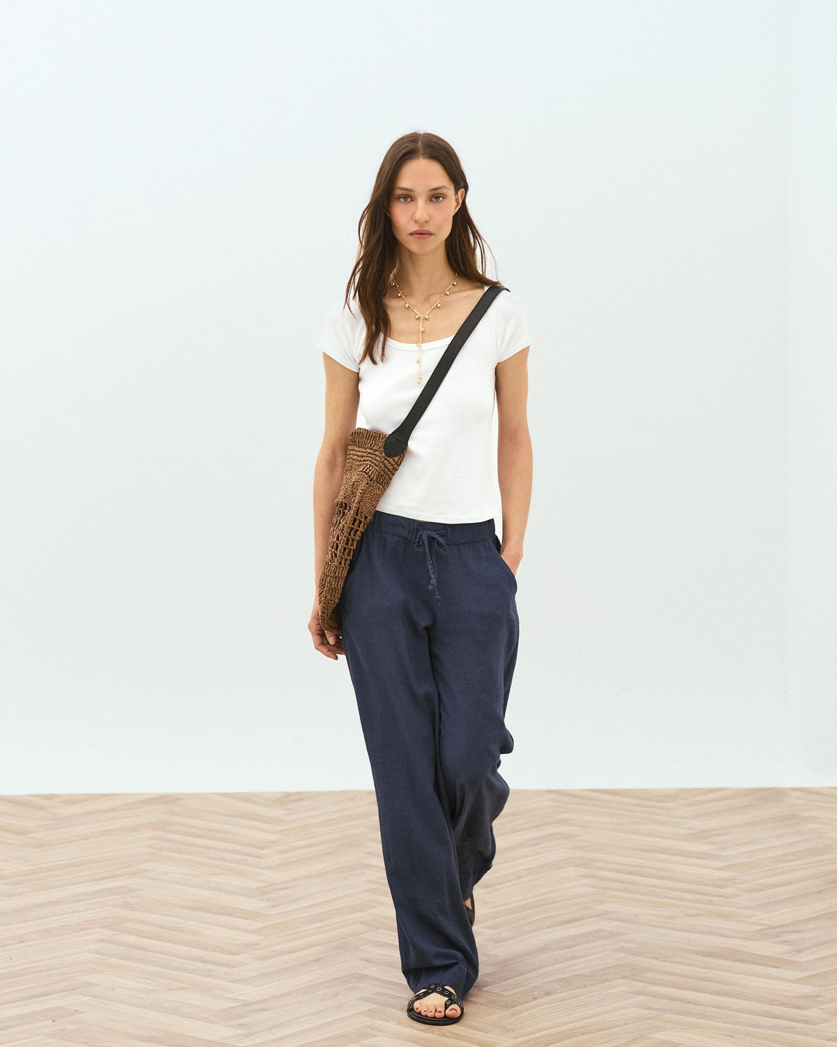 PANTALÓN FLUIDO CORDON CON LINO