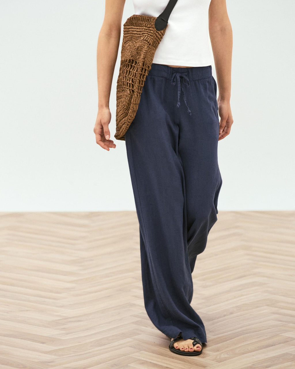 PANTALÓN FLUIDO CORDON CON LINO