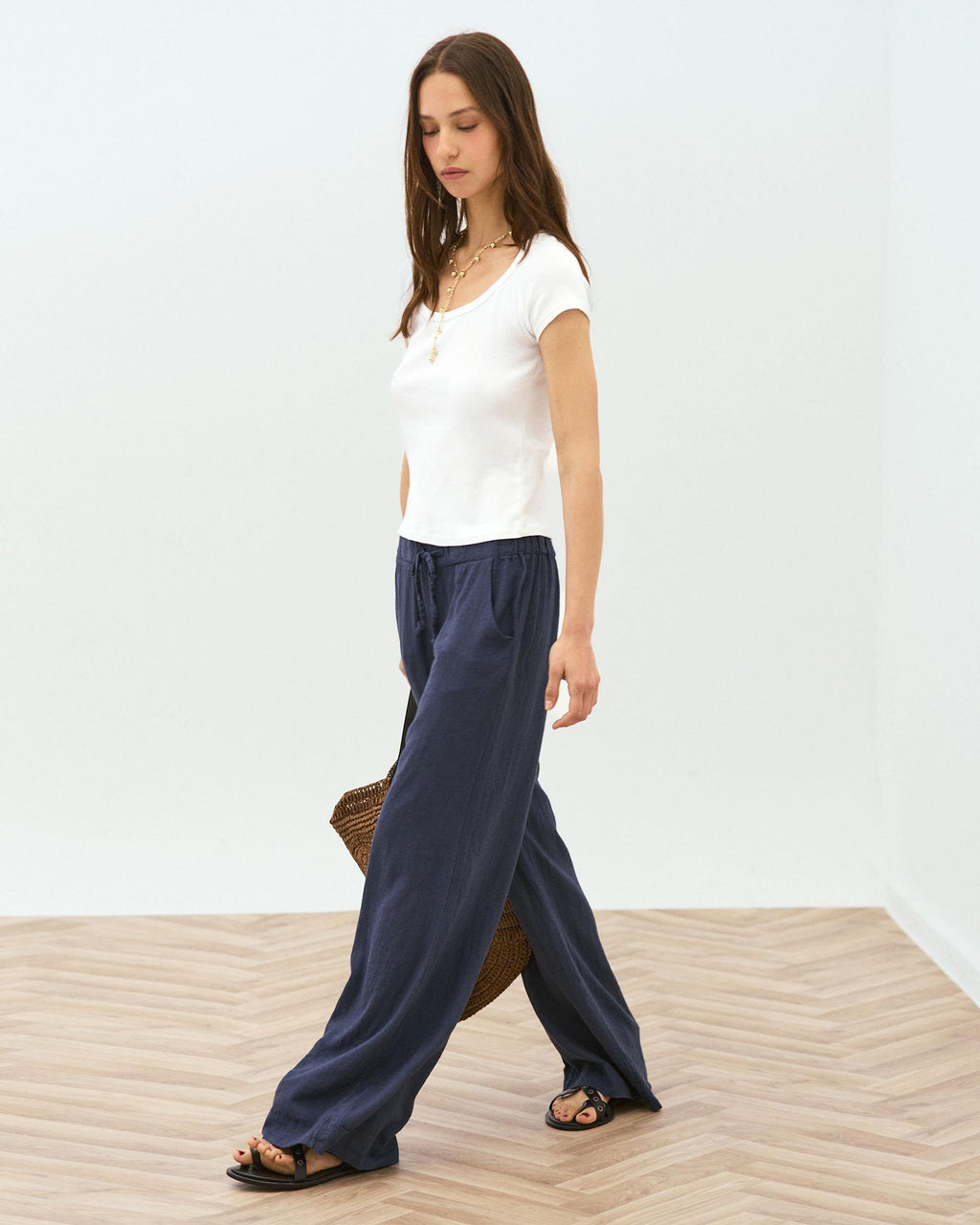 PANTALÓN FLUIDO CORDON CON LINO