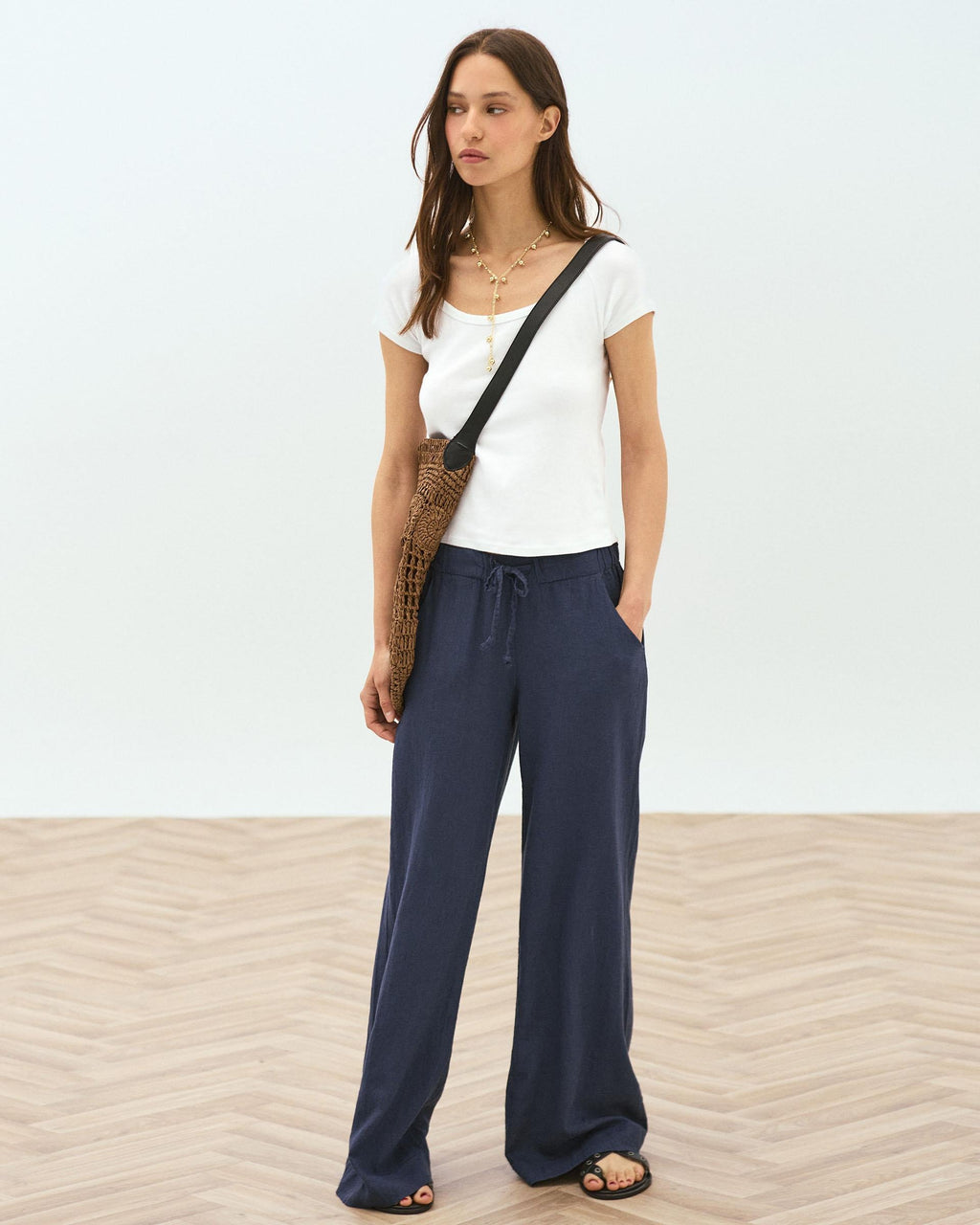 PANTALÓN FLUIDO CORDON CON LINO