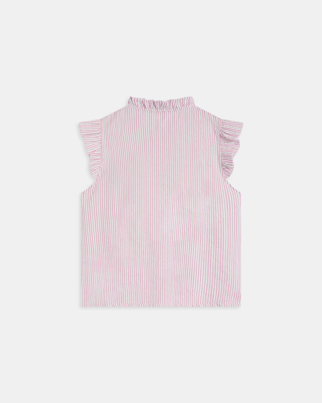 BLUSA SIN MANGAS VOLANTES RAYAS