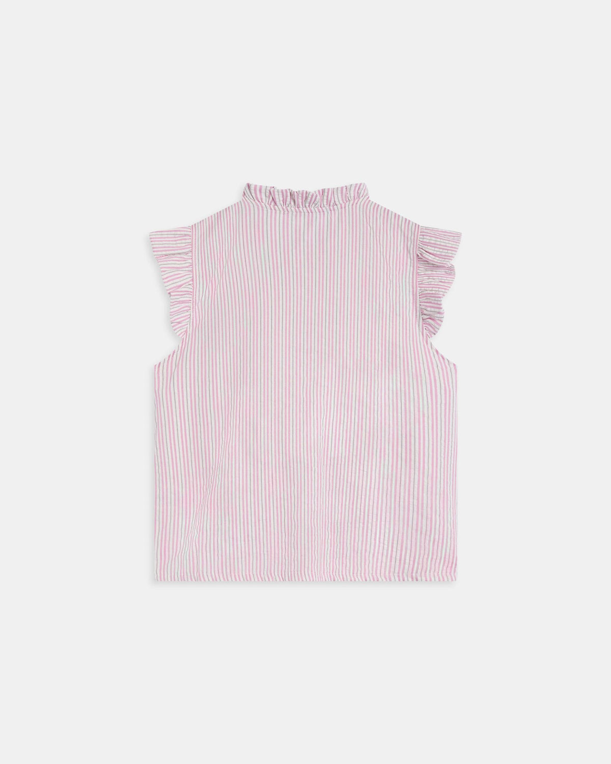 BLUSA SIN MANGAS VOLANTES RAYAS