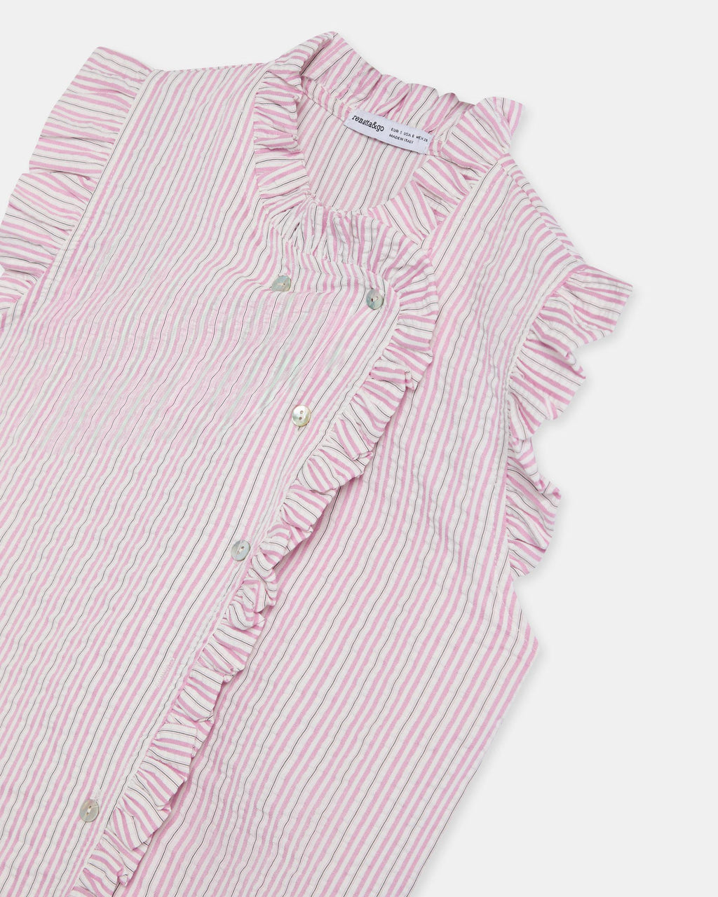 BLUSA SIN MANGAS VOLANTES RAYAS