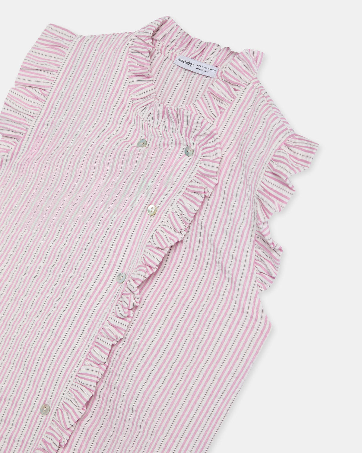 BLUSA SIN MANGAS VOLANTES RAYAS