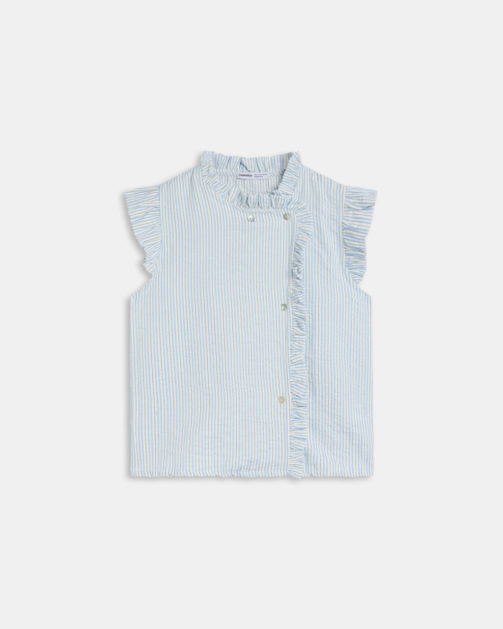 BLUSA SIN MANGAS VOLANTES RAYAS