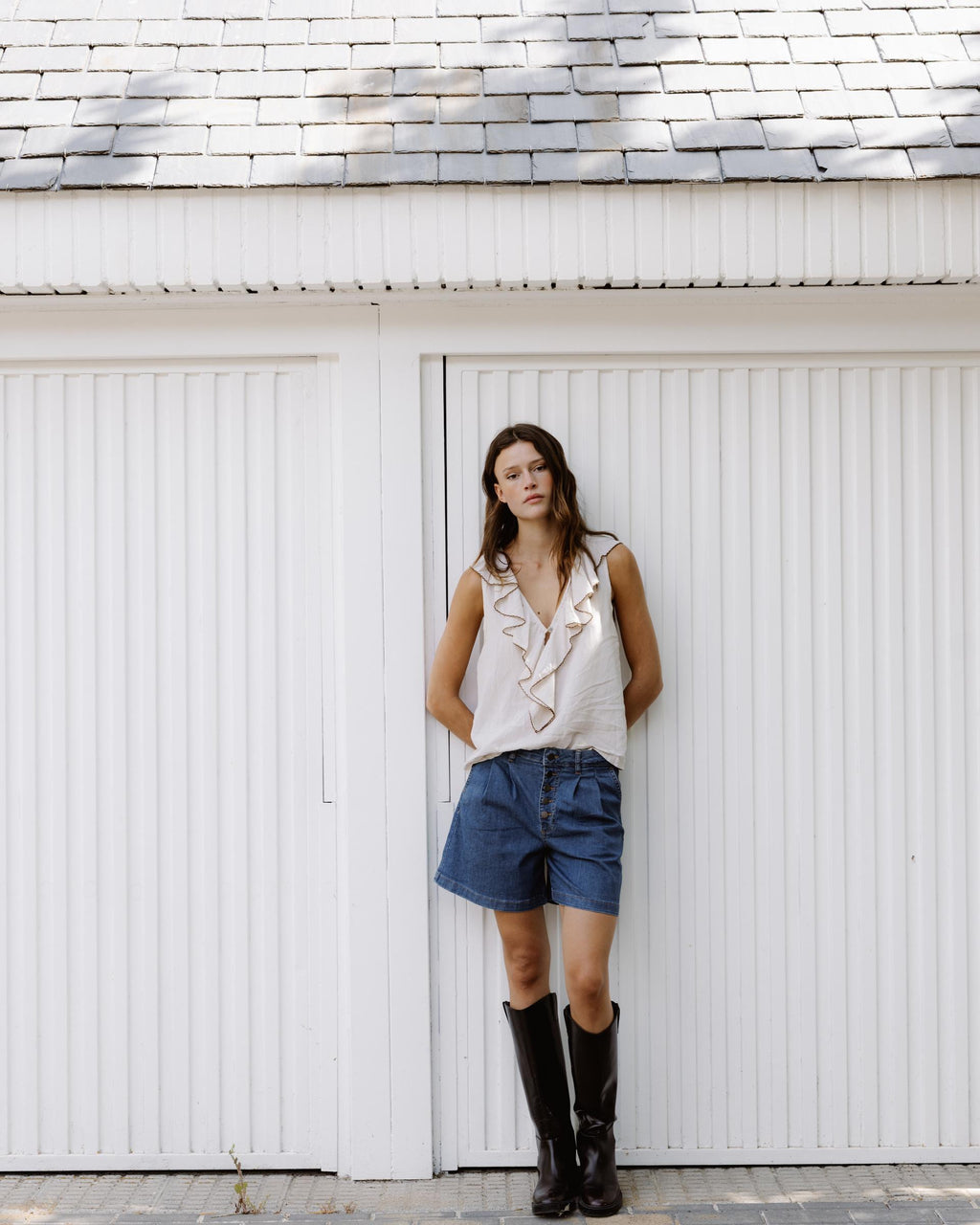 BLUSA VOLANTES CONTRASTE