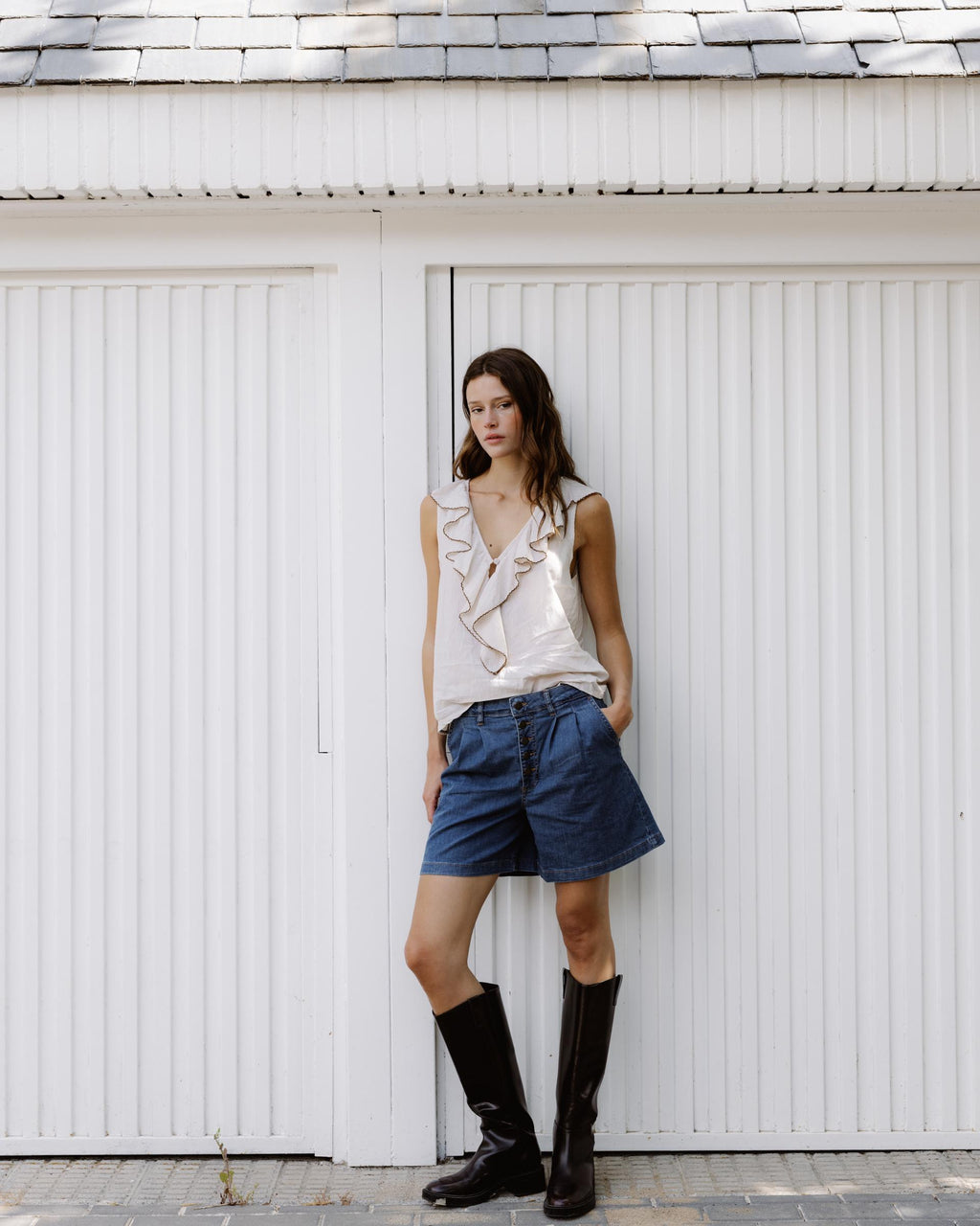 BLUSA VOLANTES CONTRASTE