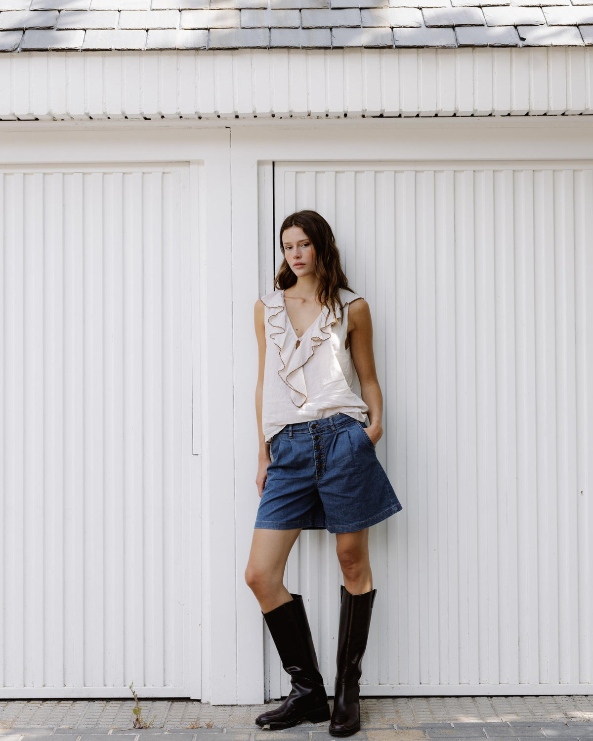 BLUSA VOLANTES CONTRASTE
